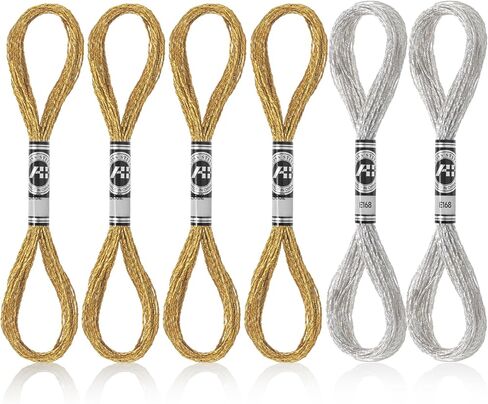 InnoHHustle 6 Skeins Embroidery Floss Cross Stitch Threads Metallic Embroidery Thread Set Glitter Embroidery Floss Cross-Stitch Threads for Friendship Bracelets Hand Embroidery String Art(2 Colors) in Saudi Arabia