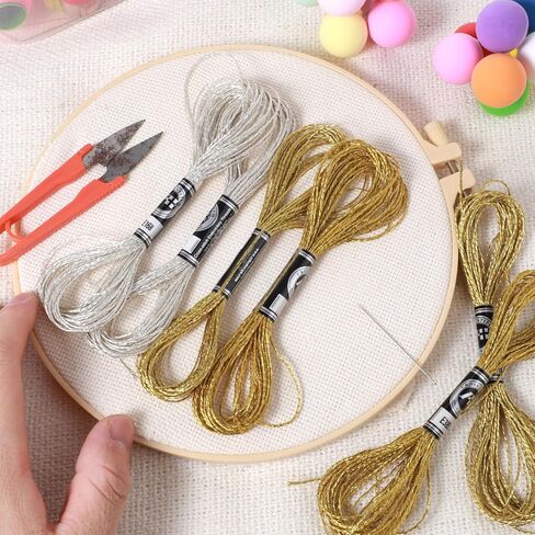 InnoHHustle 6 Skeins Embroidery Floss Cross Stitch Threads Metallic Embroidery Thread Set Glitter Embroidery Floss Cross-Stitch Threads for Friendship Bracelets Hand Embroidery String Art(2 Colors) in Saudi Arabia