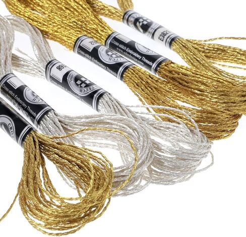 InnoHHustle 6 Skeins Embroidery Floss Cross Stitch Threads Metallic Embroidery Thread Set Glitter Embroidery Floss Cross-Stitch Threads for Friendship Bracelets Hand Embroidery String Art(2 Colors) in Saudi Arabia