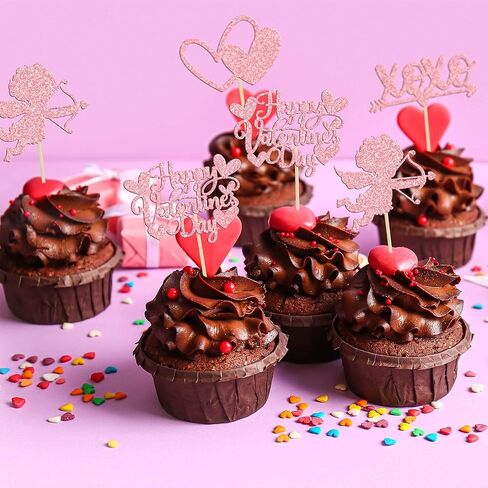 1 حزمة عيد ميلاد سعيد كعكة أعلى مع حب القلب لمعان عيد الحب كعكة اختيارات الحب موضوع استحمام الطفل أطفال عيد ميلاد ديكورات الكعكة اللوازم الوردي in Saudi Arabia