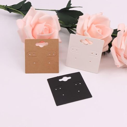 100 pcs kraft paper rering arring arming arring arring stud stud stud stud cards hanging rering rering cards tags jewelry display studs for ear black in Saudi Arabia