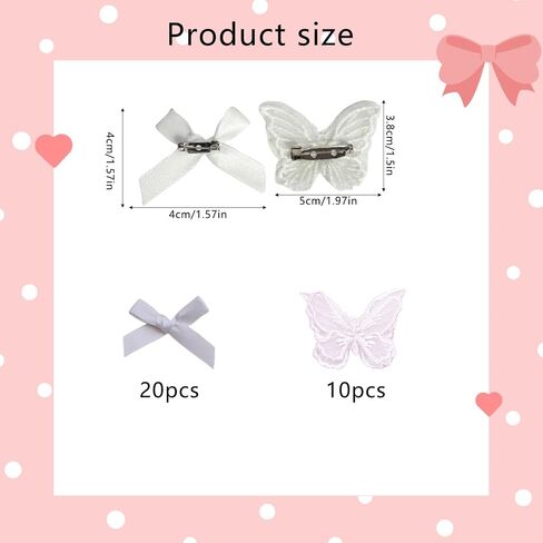 30pcs Butterfly Bow Charms for Socks Charms Mini Ribbon Bow Junk Socks Charms kit Cute Girly Y2K Decorative Pins for Socks Shirts Hats Shoes Gloves Brooch Safety Pins Accessories Bulk in Saudi Arabia