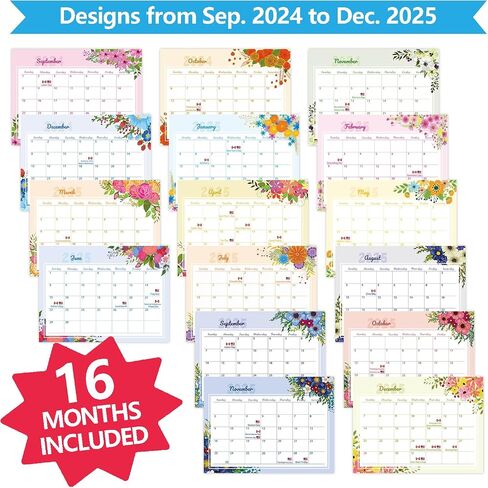 Flip Monthly Desk Calendar September 2024 to December 2025 with Stand, Twin-Wire Binding 8.66" x 7.08", Monthly Planners for Office,School,Family. (White) in Saudi Arabia