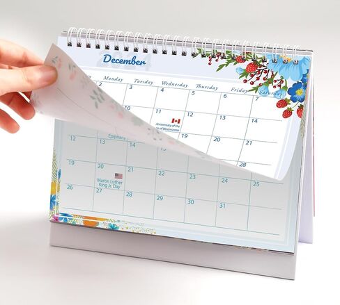Flip Monthly Desk Calendar September 2024 to December 2025 with Stand, Twin-Wire Binding 8.66" x 7.08", Monthly Planners for Office,School,Family. (White) in Saudi Arabia