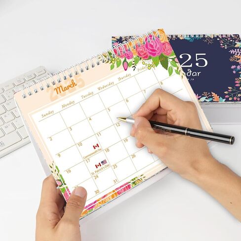 Flip Monthly Desk Calendar September 2024 to December 2025 with Stand, Twin-Wire Binding 8.66" x 7.08", Monthly Planners for Office,School,Family. (White) in Saudi Arabia