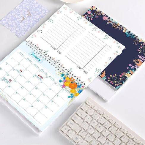Flip Monthly Desk Calendar September 2024 to December 2025 with Stand, Twin-Wire Binding 8.66" x 7.08", Monthly Planners for Office,School,Family. (White) in Saudi Arabia