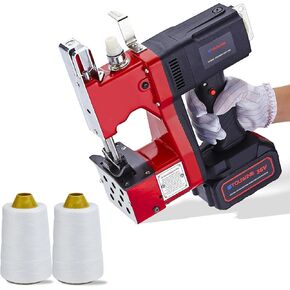 Portable Cordless Bag Sewing Machine，Work Speed（2s/bag），2600mAh Rechargeable Battery+2 volumes of thread+10 needles，Bag Closer Machine Specially designed for Woven bag, Burlap Bag