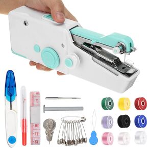 Handheld Sewing Machine for Beginners,Mini Sewing Machine for Adults Quick Stitching with Sewing Kits Suitable for Home,Travel,DIY (Blue)