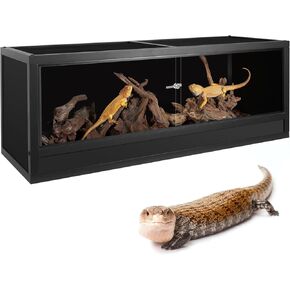 REPTI ZOO 68 Gallon Wooden Reptile Tank, 48x18x18 Reptile Terrarium for Ball Python Bearded Dragon Gecko Snake Chameleon Turtle, Light Weight Reptile Enclosure Habitat Cage