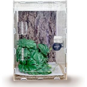 Jumping Spider Enclosure, 12x8x6 inch Large Acrylic Terrarium Reptile Enclosure Tank with Front Opening Door for Jumping Spider Tarantula Isopod Invertebrates Gecko Snake
