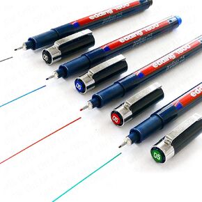 Edding 1800 Profipen Pigment Liner Drawing Pen - 0.5mm - [Set of 4 - Black, Blue, Red, and Green]