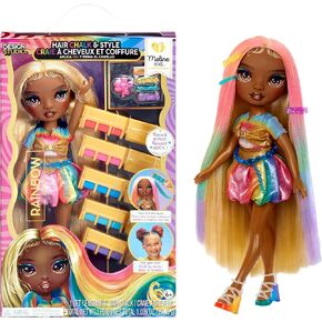 Rainbow High Hair Chalk & Style Meline – Rainbow & Gold 11" Doll. Washable Rainbow Hair Chalk, Color, Style, Play, Rinse & Repeat. Kids Gift 4-12+