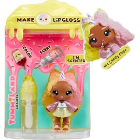 Yummiland Lip Gloss Doll – Nia Candy Fluff, with DIY Lip Gloss Kit, Ages 4+