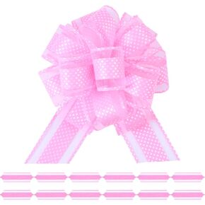6 PCS Wave Point Large Pull Bows,6 inches Gift Bows for Gift Basket, Gift Bag Box Wrapping Decor, Valentines Day, Birthday, Anniversary, Wedding, Florist Packaging (Pink)