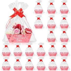 Kosiz 54 PCS Valentines Day Baskets Gifts Freef تشمل 18 حزمة عيد الحب الفارغة في السوق ، سلة الورق المقوى ، واضحة لعلامات الهدية لأقواس السحب لعطلة عيد ميلاد لوازم حفلة عيد ميلاد العطلة