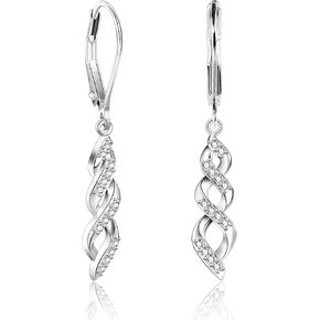 Sterling Silver Drop Dangle Earrings for Women Cubic Zirconia Hanging Dangle Earrings Long Infinity Drop Dangle Earrings Leverback CZ Dangle Earrings for Jewelry Gifts