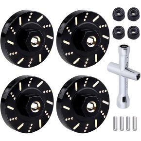 4pcs Hobbyfire Extended Brass Wheel Spacers Wheel Weights for Axial SCX24 Gladiator Chevrolet C10 Bronco Deadbolt Wrangler JLU B17 Betty Heavy Duty 7mm Hex Adapters Upgrade Parts, Improved Stability