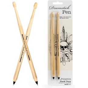 Suck UK | Drumsticks Ballpoint Pens | Set of Black Pens | Novelty Office Supplies | Ball Point Pen Shaped liked Drum Sticks | From Stationery Kit to Drum Kit
