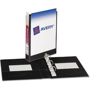Mini Size Durable View Binder with Round Rings, 3 Rings, 1" Capacity, 8.5 x 5.5, Black