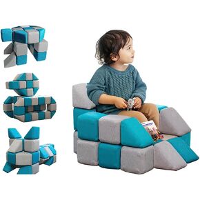 Magnetic Soft Building Blocks for Kids, Magnetic Blocks, Big Blocks, Educational Toys, Incredibly Fun Building Block for Children (Blue+Gray)