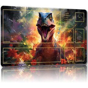 Playmat for MTG, with Free Storage Bags,Game Mat 24 x 14 inches, TCG and Board Game Mat for Cards,Mousepad Desk Mats (Dinosaur 5-Auxiliary Combat)