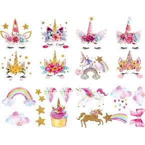 Calculs Heat Adhesive Patches Iron On Unicorn for Repairing Textile Artices Birthday Decorations for Kid's T-Shirts Bed Sheet Cushions - Glitter Eco-Friendly 21pcs