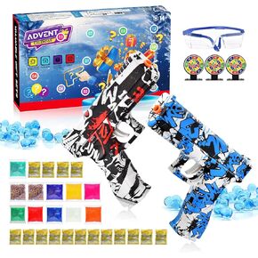 2 pcs gel ball blaster splat pron pun ، gel gun plasters gun with نظارات واقية ، أهداف وذخيرة هلام ، للبالغين 14+
