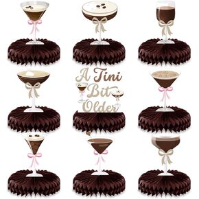 Pasimy 9 Pcs Espresso Martini Honeycomb Centerpieces Espresso Party Decorations a Tini Bit Older Table Topper Decor Brown Martini Birthday Table Centerpieces Cocktail Bar Bachelorette Party Supplies