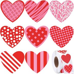 Dreecy 1000 Pieces Valentine's Day Stickers 1.5 Inch Self Adhesive Red Heart Roll Stickers, Valentine's Day Heart Stickers for Valentine's Day or Wedding Decoration Premium Paper, Gift Decoration
