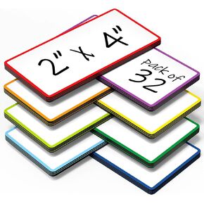 32 Pack Dry Erase Magnetic Labels 2x4 in - Magnetic Name Tags for Classroom Lockers School Bus - Classroom Magnets for Names - Magnet Labels for Whiteboard - Magnetic Name Plates for Classroom