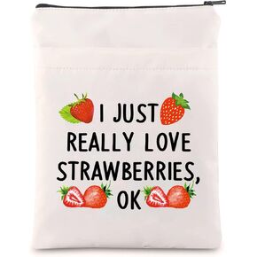 LQRI Funny Strawberry Book Sleeve Fruit Lover Gift I Just Really Love Strawberries Book Covers Strawberry Lover Gift Fruit Lover Gift…
