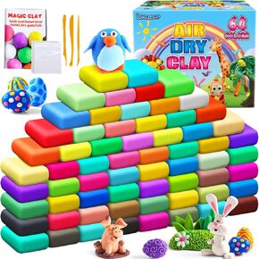 Air Dry Clay 64 Colors, Modeling Clay for Kids, DIY Molding Magic Clay, Gift for Kids