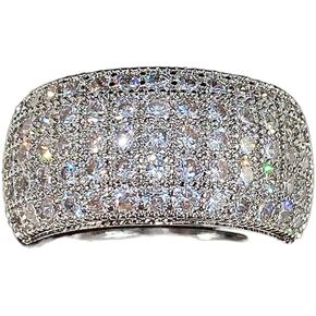 925 Sterling Silver Shiny Wide version full drill Cubic Zirconia Rings Diamond Rings for Women Jewelry Findings Earring Backs Findings (US Code 7)