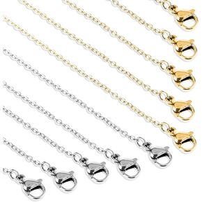 20 Pack Necklace Chains Bulk, 1,5mm Gold and Silver Plated DIY Cable Link Chains for DIY Jewelry Making 18 Inches