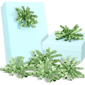 12 Pcs Sage Green Curly Bows Spring Green Satin Ribbon Bows for Wedding Gift Wrapping Self Adhesive Grosgrain Burst Bow Premade Ribbon for Presents Wedding Birthday Bridal Shower Party Favors