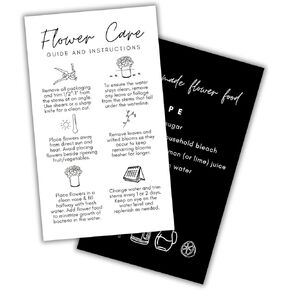 Fresh Flower Food Care Instructions Hangtags Cards | 50 pk 2x3.5" Kraft Look Kit Recipe Granule Plant Care Florist Enclosed Note Tag Business Guide