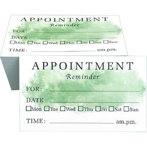 RXBC2011 Appointment Reminder Cards for Dentist Therapist Doctor Hair Salon Pack of 100 Green Painting Type 2