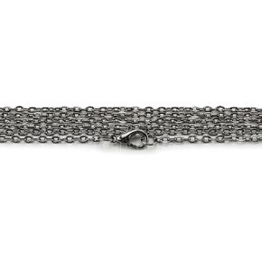CleverDelights 2x3mm Cable Chain Necklaces - Gunmetal Silver Color - 10 Pack - 24 Inch Length