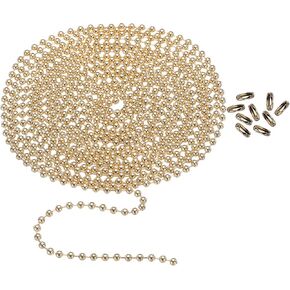 PATIKIL 120 Inch Ball Chains, 3mm Ball Chain Bead with 18 Pcs Matching Connector Clasp for Necklace Hanging, Tag Rings, DIY Crafts, Gold Tone