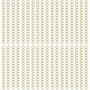 Beebeecraft 1 Box 100Pcs Extension for Necklace 18K Gold Plated Stainless Steel Golden Curb Bracelet End Chain Jewelry Extenders for DIY Jewellery Making Crafts