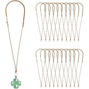 FANASY 20 Pcs Rope Necklace Cord Rope Adjustable Knotted Handmade Craft Choker with Metal Ring for Hanging Pendants Rope, 16-28 Inches