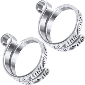 VARMDUKKE 2 Pack Crochet Tension Ring for Fingers, Adjustable Knitting Loop Finger Holder Rings, Metal Open Yarn Guide Thimbles for Crocheting Knitting Sewing - Silver
