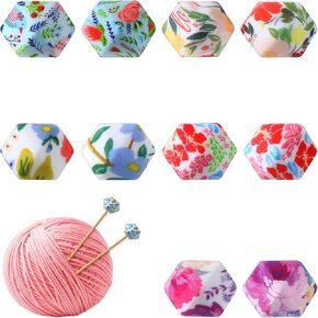 cobee 10 Pcs Knitting Needle Stoppers, Knitting Needle Point Protectors Needle Minders, Hexagon Knitting Stitch Holders Needle Caps for Knitting Accessories and Gadgets