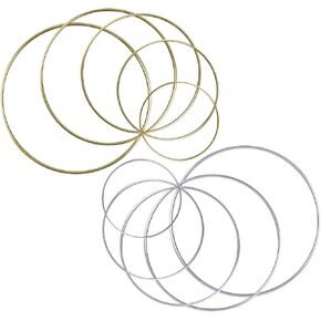 BronaGrand 6pcs 4 Inch Metal Hoops Metal Rings for Dream Catcher and Crafts(Gold and Silver)