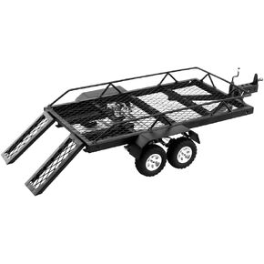 1:18 RC Car Trailer لسحب خلف السيارة ، مقطورة Metal Hitch Mount مع مسارات مزدوجة لـ 1/18 RC Crawler Car Trx4M