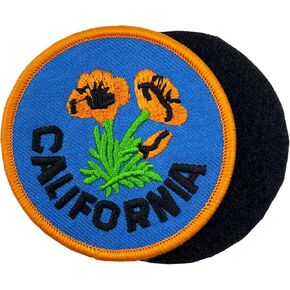 California Poppies Flowers Embroidered Hook and Loop Patch, Tactical Patch for Backpack