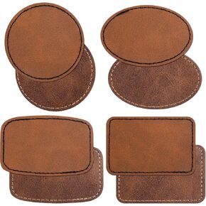 8pcs Leather Patches for Hats, Iron on/Sew on Blank Repair Patch, Waterproof Faux Leather Tape for Jackets Backpacks Pants Jeans DIY Crafts- Brown & Coffe