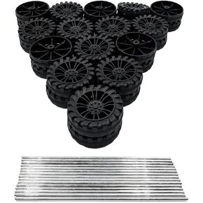 30pcs عجلات لعبة سيارة 30 ملم مع محاور قضبان مستديرة من رمح 15pcs لـ RC Car Truck Robot DIY Model Toy Model عجلات السيارة (2x8x30mm)