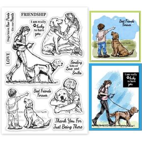 Globleland Human and Pet Clear Stamps Dogs Silicone Clear Stamp Seals Friendship Sentiment Stamps Fresprent Form