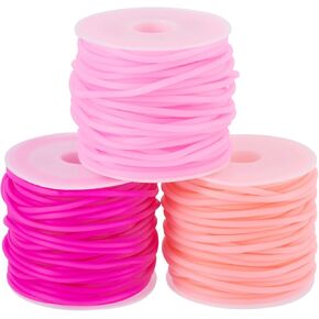FASHEWELRY 43.7 Yards 4mm Knitting Barber Cords 8 Colors Stitch Savers Knitting Cords Candy Color Hollow Pipe Rubber Cords for Holding Stitches, Knitting, Crochet